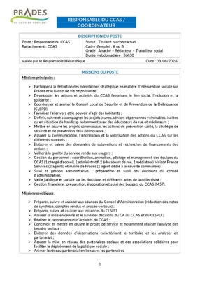 RECRUTEMENT � RESPONSABLE DU CCAS