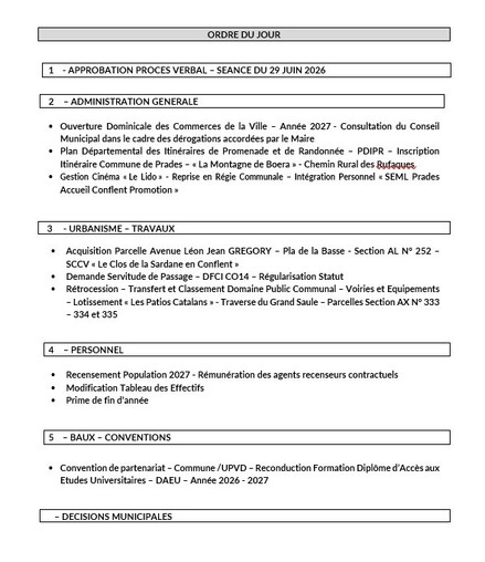 Conseil Municipal du lundi 28 septembre